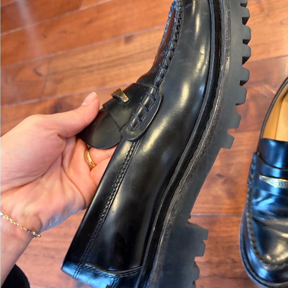 Isabel Marant Black Leather Penny Loafers with Brass Plaque - Picture 4 of 6